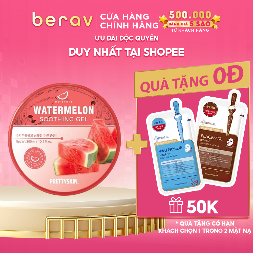 Gel Dưỡng Đa Năng Dưa Hấu Prettyskin Watermelon Soothing Gel 300ml - WATERMELON