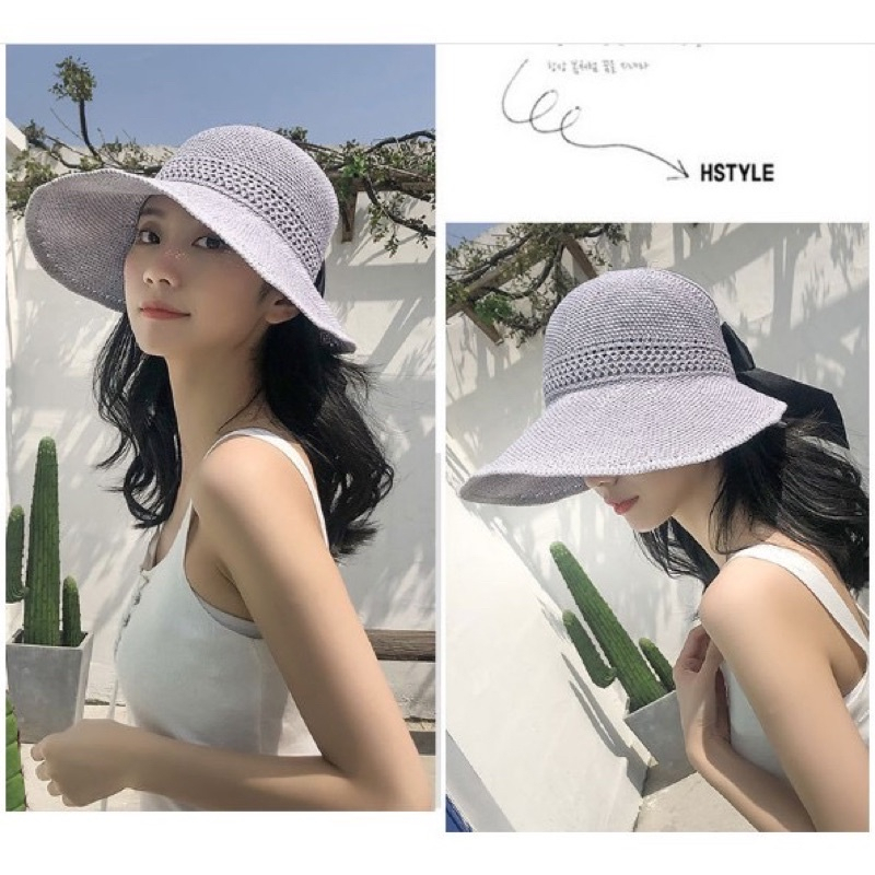 Mũ Cuộn, Nón Cói Mềm Hở Chóp Nơ Sau Cực Cute