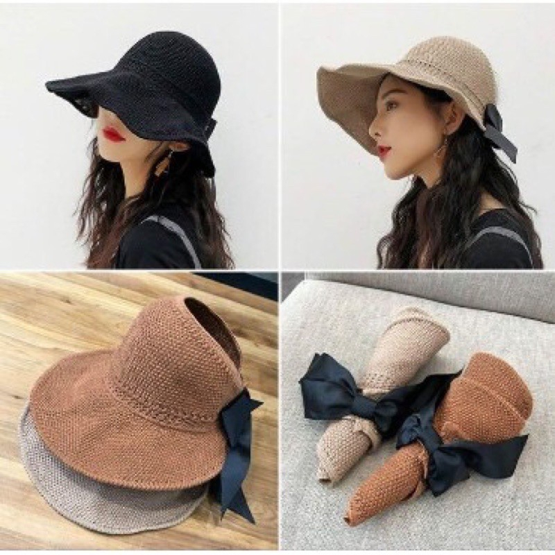 Mũ Cuộn, Nón Cói Mềm Hở Chóp Nơ Sau Cực Cute