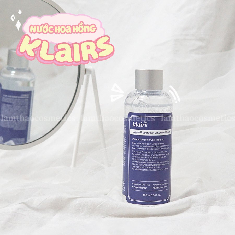 Nước Hoa Hồng Klairs Không Mùi, Dưỡng Ẩm Supple Preparation Unscented Toner - Toner Klairs - Chính hãng hàng Cty