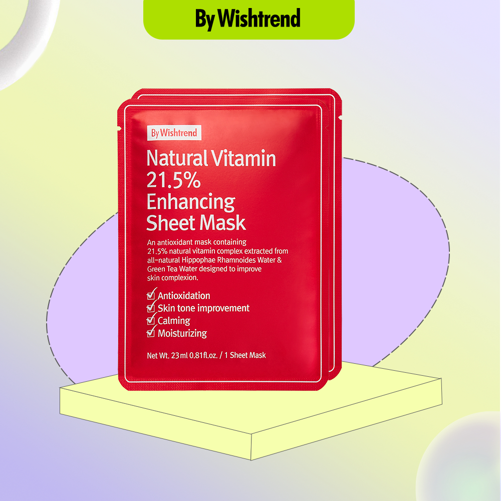 2 Mặt nạ dưỡng trắng da BY WISHTREND NATURAL VITAMIN 21.5% ENHANCING SHEET MASK 23ml