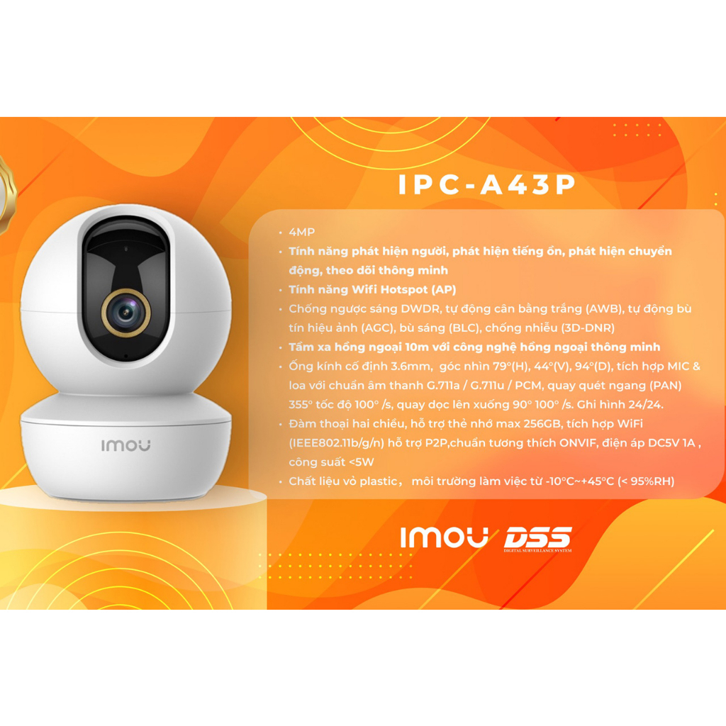 Camera IMOU IPC-A43P  - Hàng chính Hãng - BH 24 tháng