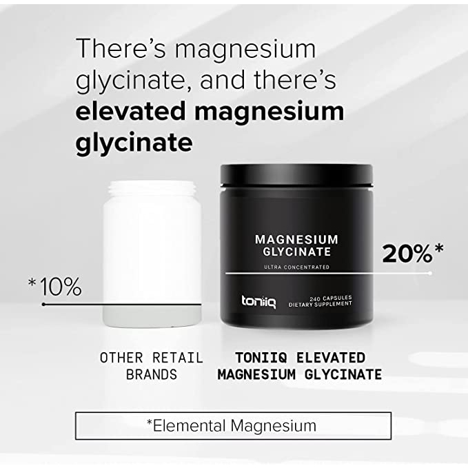 Toniiq Magnesium Glycinate 600mg - Viên uống bổ sung Magie giúp giảm stress, hỗ trợ sức khỏe tim mạch, cơ bắp 240 viên