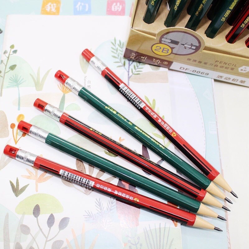 Bút chì kim/ruột ngòi to 2.0mm kèm đầu gọt trên bút