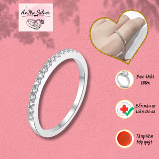 Nhẫn bạc nữ bạc 925 không gỉ, nhẫn một hàng đá thời trang AnNa Silver