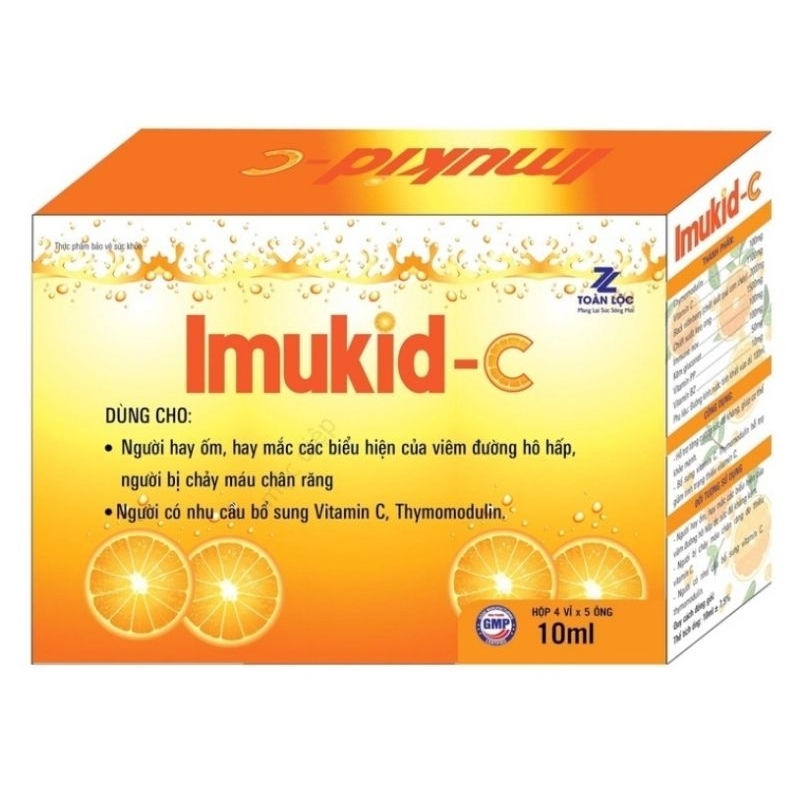 IMUKID - C siro tăng cường sức đề kháng và bổ sung vitamin C và Thymomodulin ( hộp 20 ống)