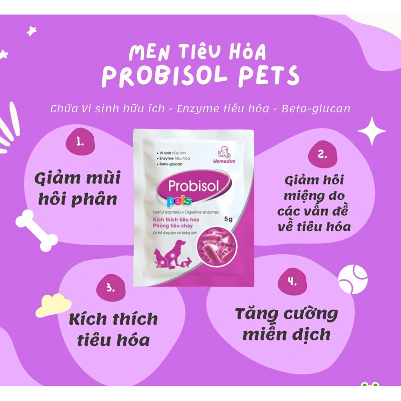 Men Tiêu Hóa (Vi Sinh) cho Cún Mèo Vemedim Probisol Pets (Gói 5g)