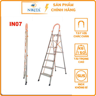 Thang ghế có tay vịn 7 bậc, chiều cao sử dụng 1m7, gọn nhẹ, dễ sử dụng, chính hãng Nikita