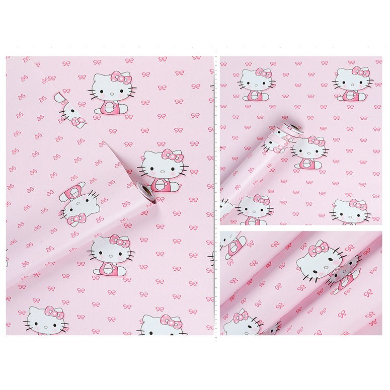 Combo cuộn 10 mét giấy dán tường BỘ SƯU TẬP HELLO KITTY XINH KHỔ 45CM