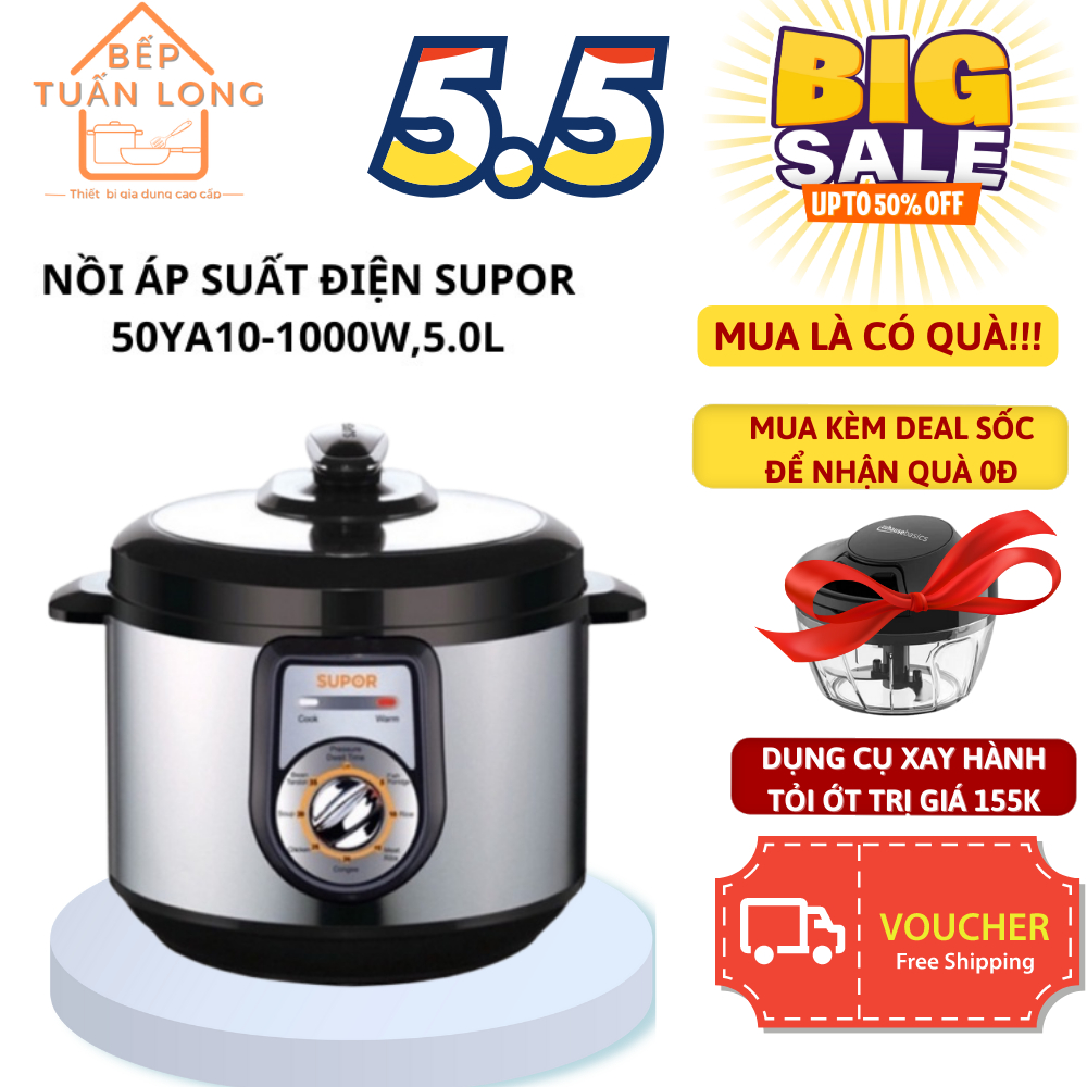 Nồi Áp Suất Điện SUPOR CYYB50YA10VN-100, 5L, 2 Lòng Nồi, Hàng Chính Hãng Bảo Hành 1 Năm