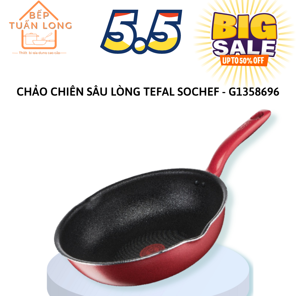 Chảo Chiên Sâu Lòng Đáy Từ Tefal So chef Chống Dính,size 24cm,28cm Dùng Cho Mọi Loại Bếp - Hàng Chính Hãng