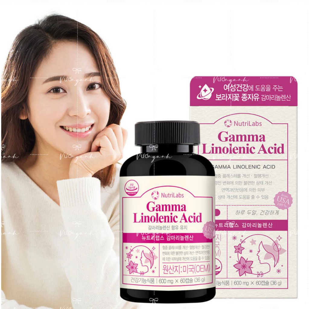 Viên uống nội tiết tố Gamma linolenic Acid viên uống hoa anh thảo hoa lưu ly 60 viên uống 2 tháng Hàn Quốc