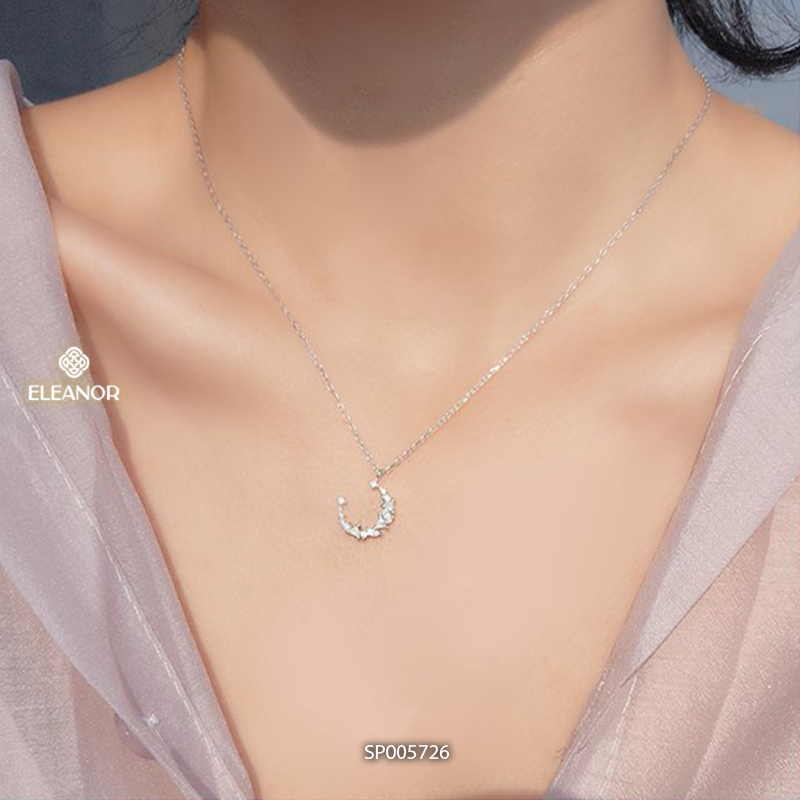 Dây chuyền nữ Eleanor Accessories thiết kế hình mặt trăng đính đá phụ kiện trang sức 5726