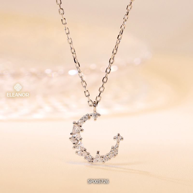 Dây chuyền nữ Eleanor Accessories thiết kế hình mặt trăng đính đá phụ kiện trang sức 5726