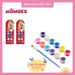 Vỉ 12 lọ màu nước kèm cọ mondez _m70002