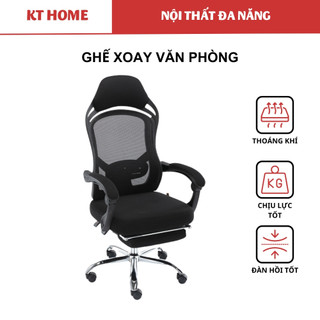 Ghế xoay văn phòng, ghế gaming, ghế văn phòng có gác chân ngả lưng thư giãn, lưng lưới thoáng mát
