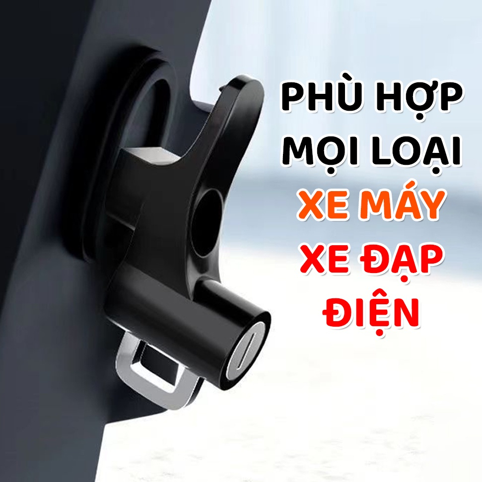 Khóa mũ bảo hiểm cho xe máy, xe đạp điện hai chế độ khóa mũ và treo đồ - Chất thép chống gỉ an toàn - Kèm 2 chìa k2226mm