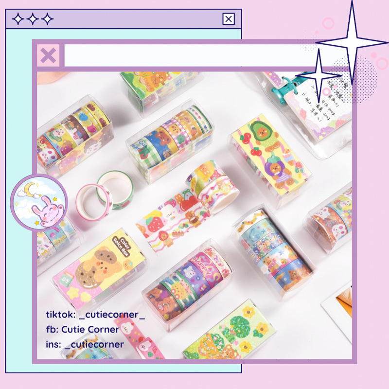 Combo 6 Cuộn Washi Tape Dễ Thương