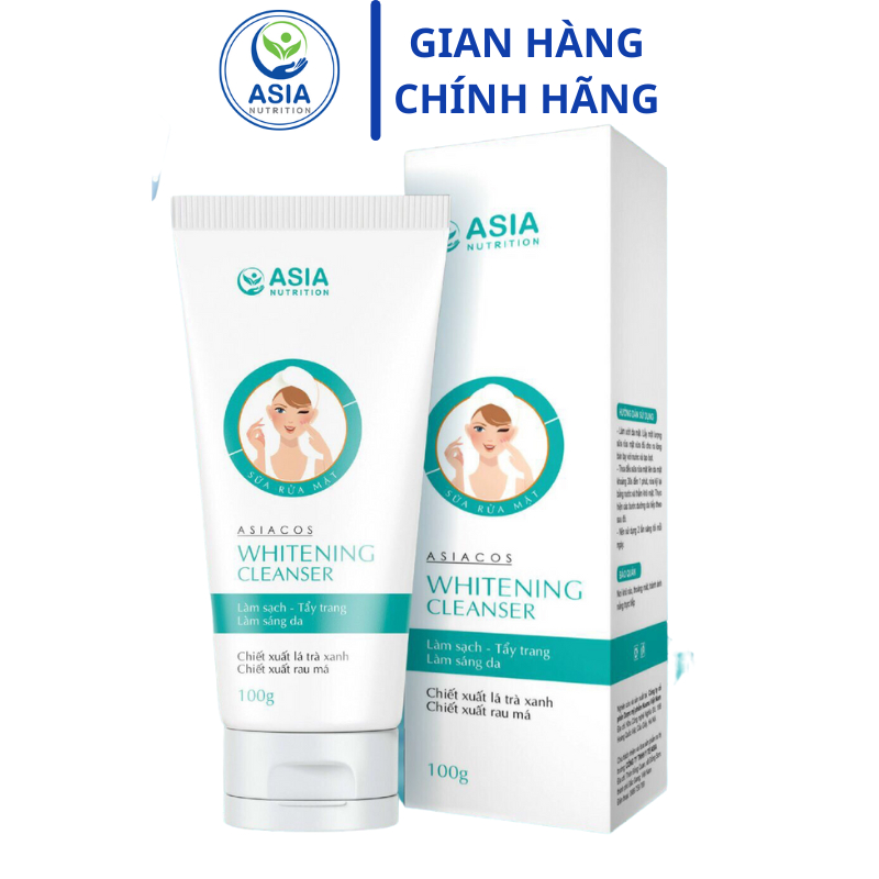 Sữa rửa mặt Whitening Cleanser Asia trọng lượng 100g giúp làm sạch, tẩy trang, làm sáng da | bachankhang