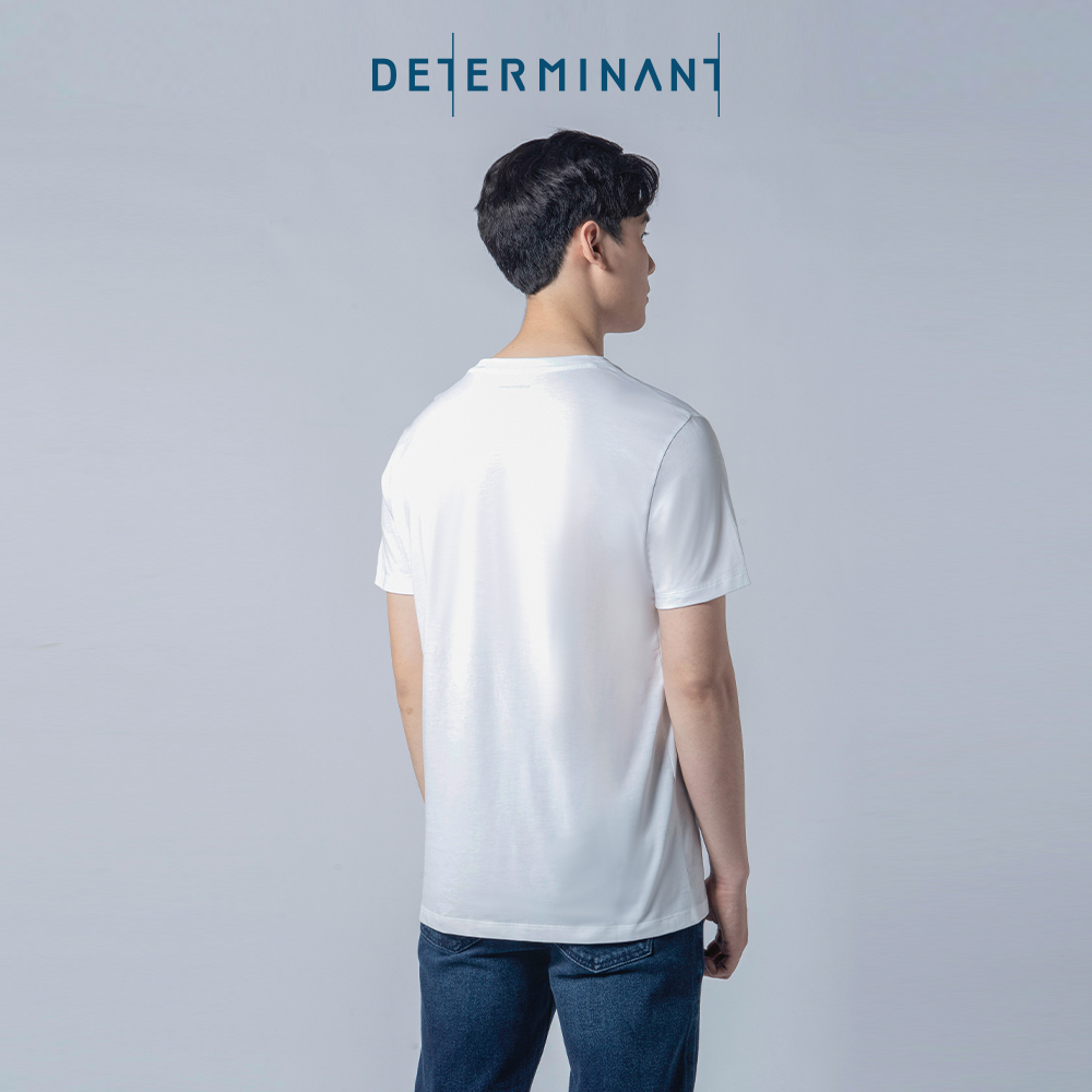 Áo thun nam cổ tròn DETERMINANT Smile to life màu WHITE - Tee White [DETT01]