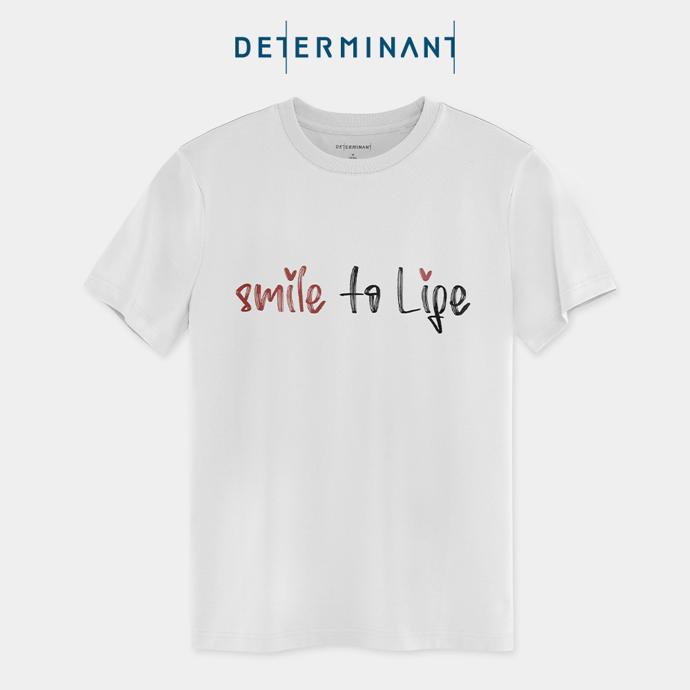 Áo thun nam cổ tròn DETERMINANT Smile to life màu Light Grey - Light Grey [DETT02]