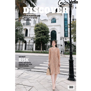 [EVIS.VN] Váy ren nổi 2 lớp dáng suông phong cách Hàn quốc kèm tag DL53
