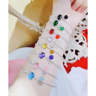 Lắc tay bạc mặt hồ ly đá đủ màu , Tiệm Bạc Mê Ly cam kết bạc chuân