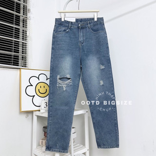 Ootd bigsize | quần baggy jean rách bụi