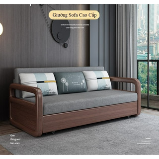Giường sofa gỗ cao câp, giường gỗ gâp gọn, giường sofa kéo, giường sofa gấp gọn 1m6x2m
