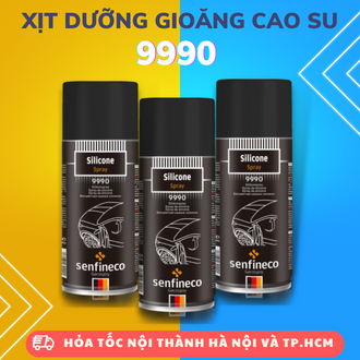 Xịt dưỡng gioăng cao su bôi trơn gioăng, chống kẹt cửa kính ô tô Senfineco 9990 Silicon Spray dung tích 450ml
