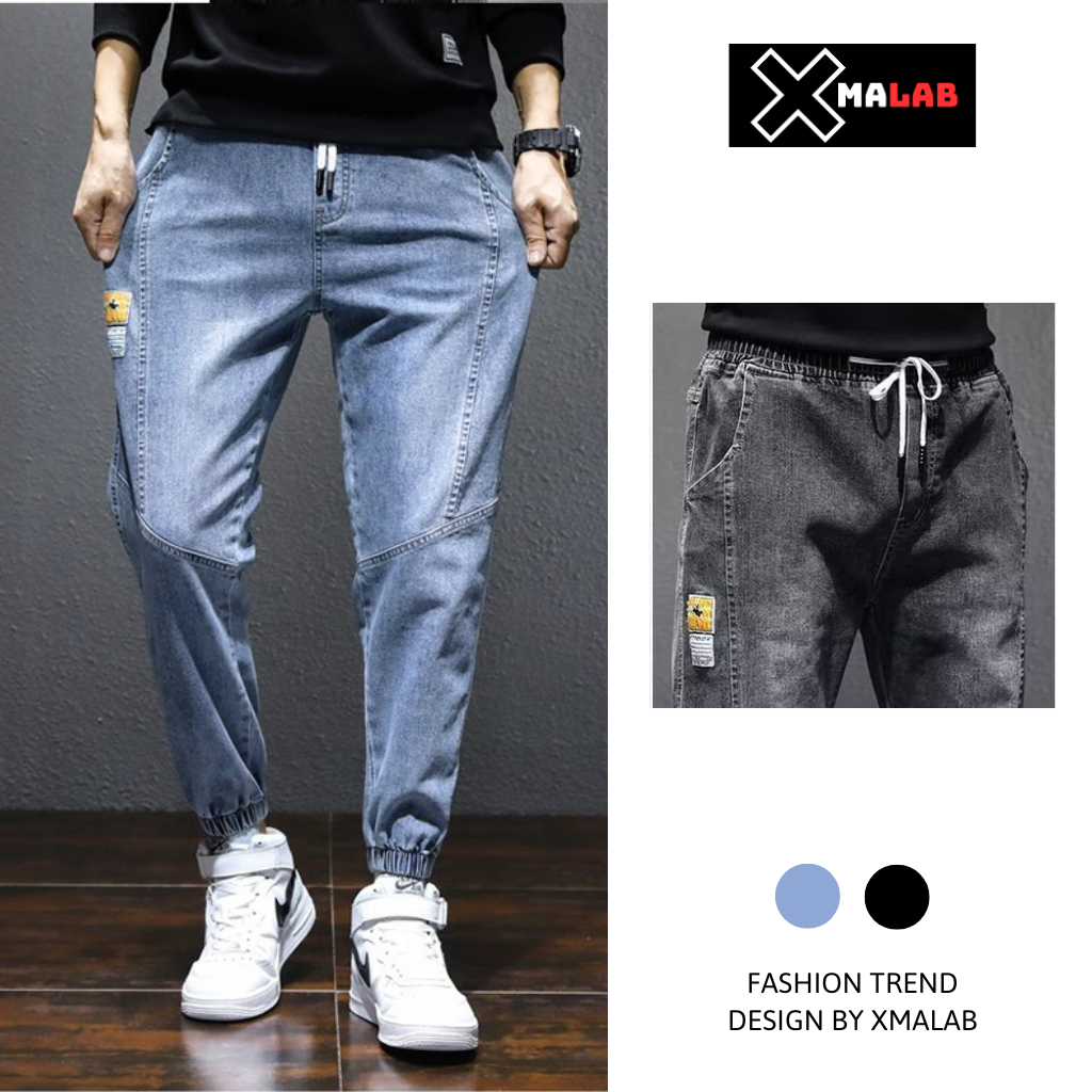 Quần jean nam XMALAB quần dáng jogger bo gấu phá cách co giãn 4 chiều cực đẹp, Quần bò nam cạp chun cao cấp B051