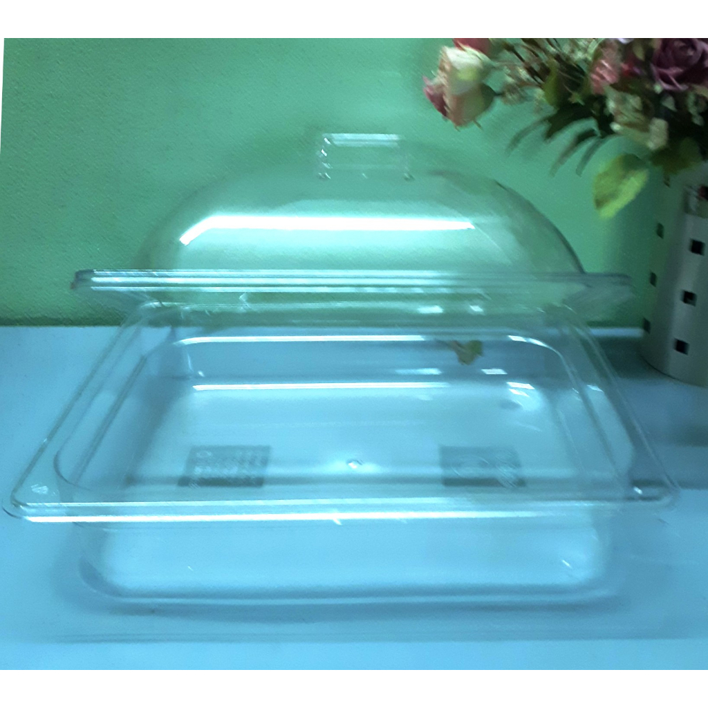 Bộ khay trưng bày nhựa trong suốt loại 1/2 kèm nắp trong suốt - nhựa dày - trưng bày bánh chống bụi