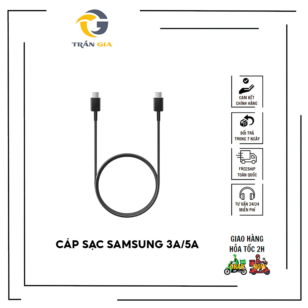 Cáp Sạc Samsung 3A/5A Type C to Type C truyền tải điện nhanh, an toàn