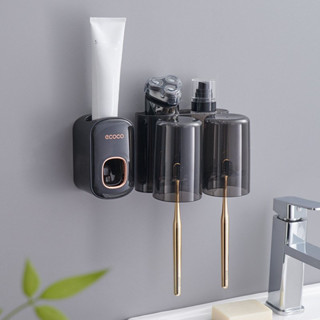 Kệ treo bàn chải đánh răng kèm 2 cốc tặng kèm miếng dán chắc chắn Ecoco E2229