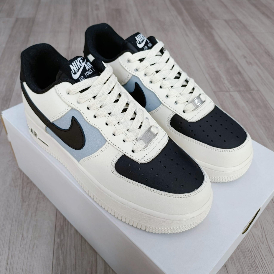 Giày thể thao Air Force 1 Low CREAM MŨI ĐEN, giày AF1 vạch nâu,Trắng kem xanh mũi đen năng động, bền đẹp