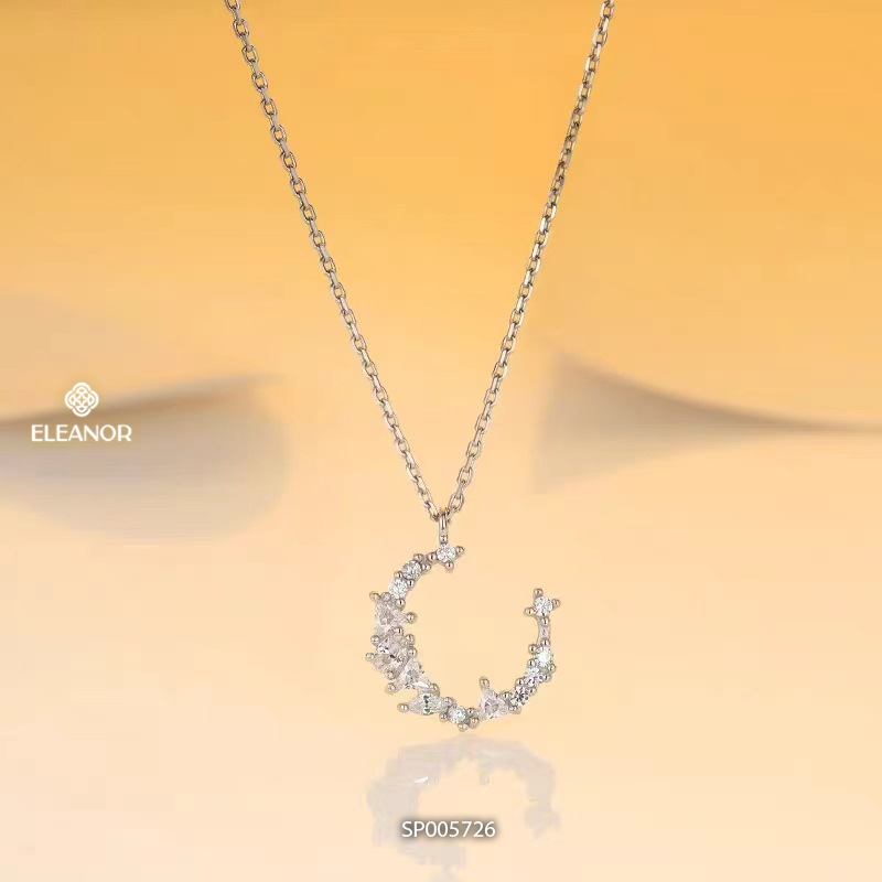 Dây chuyền nữ Eleanor Accessories thiết kế hình mặt trăng đính đá phụ kiện trang sức 5726