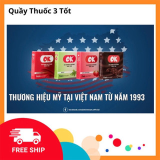 01 chiếc Bao cao su OK các loại: BCS hương dâu, bcs hương bạc hà, bcs hương Chocolate, bcs không mùi