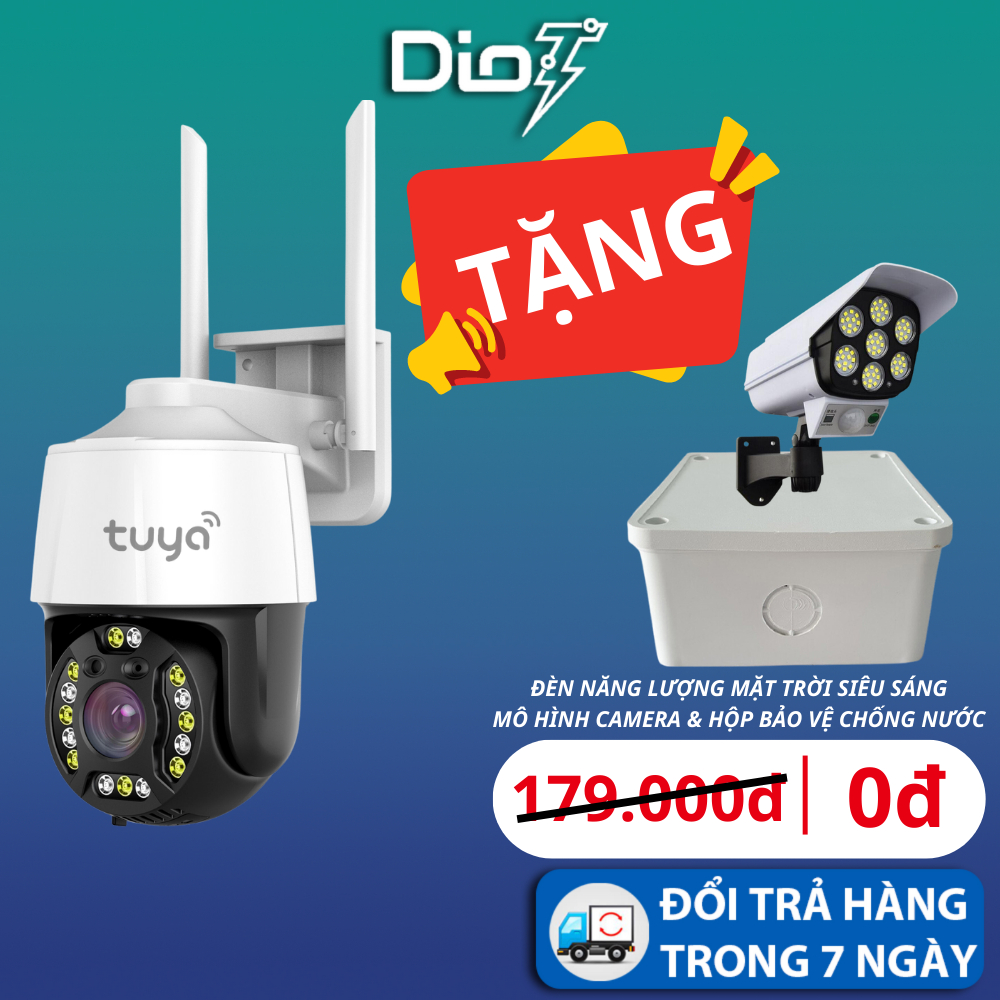 camera wifi tuya không dây ngoài trời chống nước xoay 360 độ, đàm thoại 2 chiều, kết hợp nhà thông minh smart life