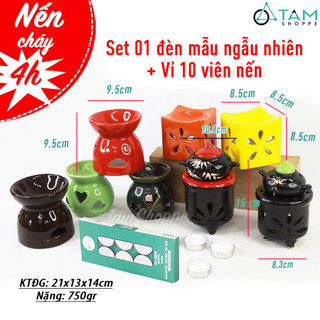 [TẶNG TD] Combo 1 đèn đốt tinh dầu ấm trà + 2 nến+ 1 tinh dầu 10ml