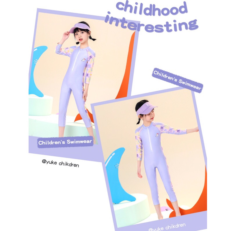 Đồ bơi liền dài YY2258-1 dành cho bé gái in hình pony cute, dễ thương mẫu mới 2023