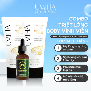 Tẩy Triệt Lông Body Vĩnh Viễn Umiha - Combo Mỡ Trăn Triệt Lông U Minh Hạ (30ML) Và 2 Kem Tẩy Lông Umiha (65ML X2)