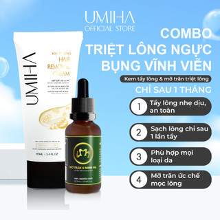 Tẩy Triệt Lông Ngực Bụng Vĩnh Viễn Umiha - Combo Mỡ Trăn Triệt Lông U Minh Hạ (30ML) Và Kem Tẩy Lông Umiha (65ML)