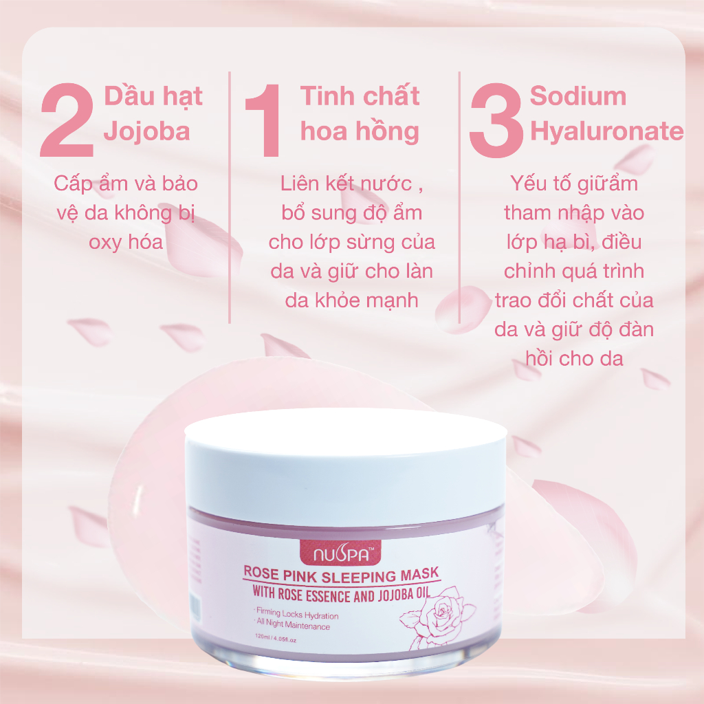 Mặt nạ ngủ hoa hồng cấp ẩm chuyên sâu , ngăn ngừa quá trình lão hóa da Rose Pink Sleeping Mask NUSPA 120ml |NuspaVietNam | BigBuy360 - bigbuy360.vn