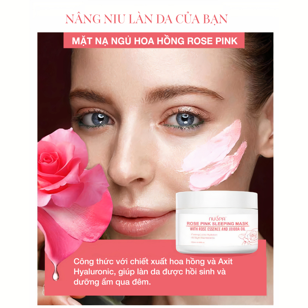 Mặt nạ ngủ hoa hồng cấp ẩm chuyên sâu , ngăn ngừa quá trình lão hóa da Rose Pink Sleeping Mask NUSPA 120ml |NuspaVietNam | BigBuy360 - bigbuy360.vn