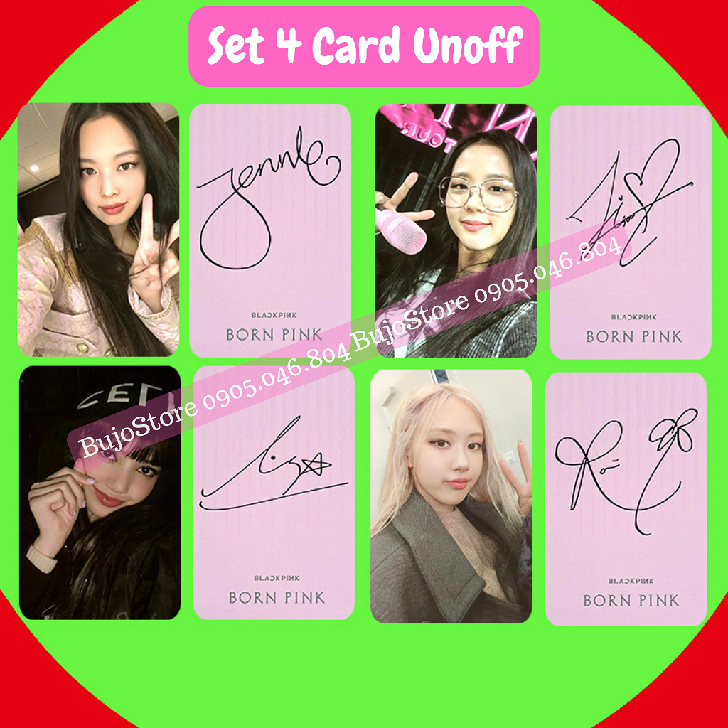 Set 4 Card Unoff B Blackpink Album Born Pink Kim Jisoo mic Rosé Lisa Jennie