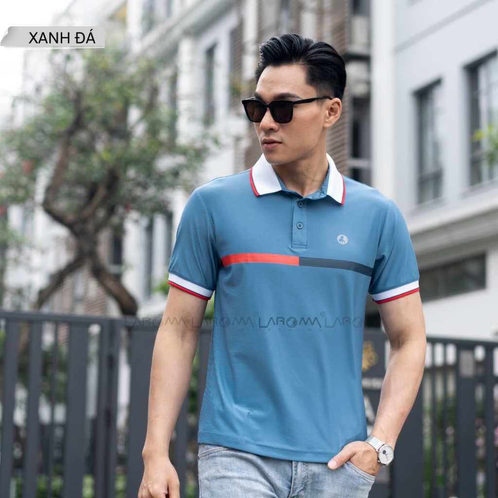 LAROMA Áo Polo nam phối ngực | Vải Coolmax làm mát