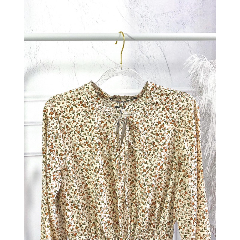 Váy hoa nhí dài tay dáng dài , Váy maxi hoa nhí vintage nhẹ nhàng