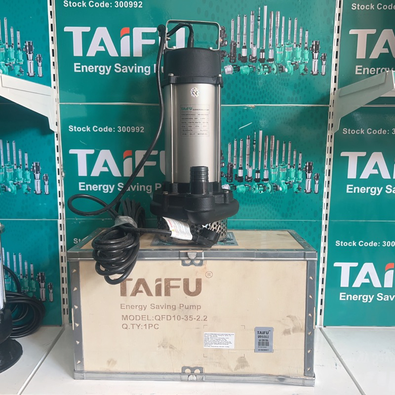 Máy bơm chìm, bơm tõm 2.2Kw  Thân,Nắp INOX 304 TAIFU QFD10-35-2.2 và QSD10-35-2.2 - Bảo hành 1 năm