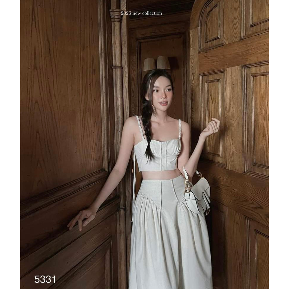Set áo quây chấn váy dài đi biển Bliz set áo croptop chân váy maxi ST19