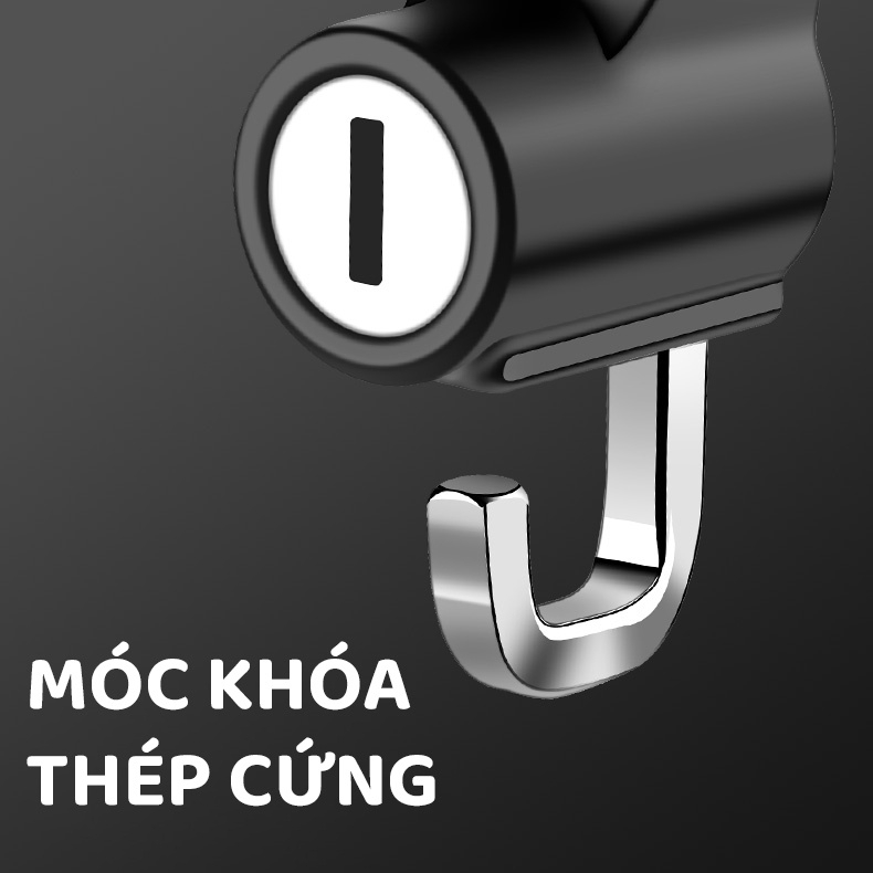 Khóa mũ bảo hiểm cho xe máy, xe đạp điện hai chế độ khóa mũ và treo đồ - Chất thép chống gỉ an toàn - Kèm 2 chìa k2226mm